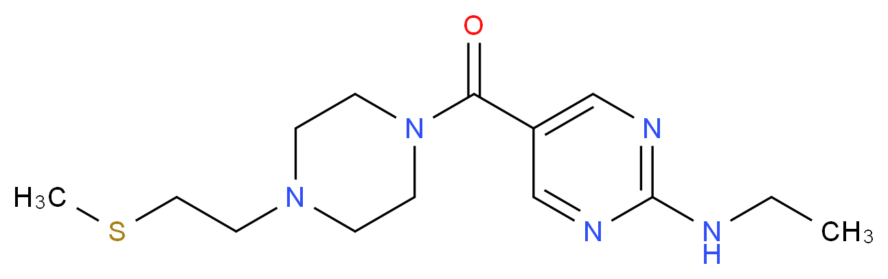 N-ethyl-5-({4-[2-(methylthio)ethyl]piperazin-1-yl}carbonyl)pyrimidin-2-amine_分子结构_CAS_)