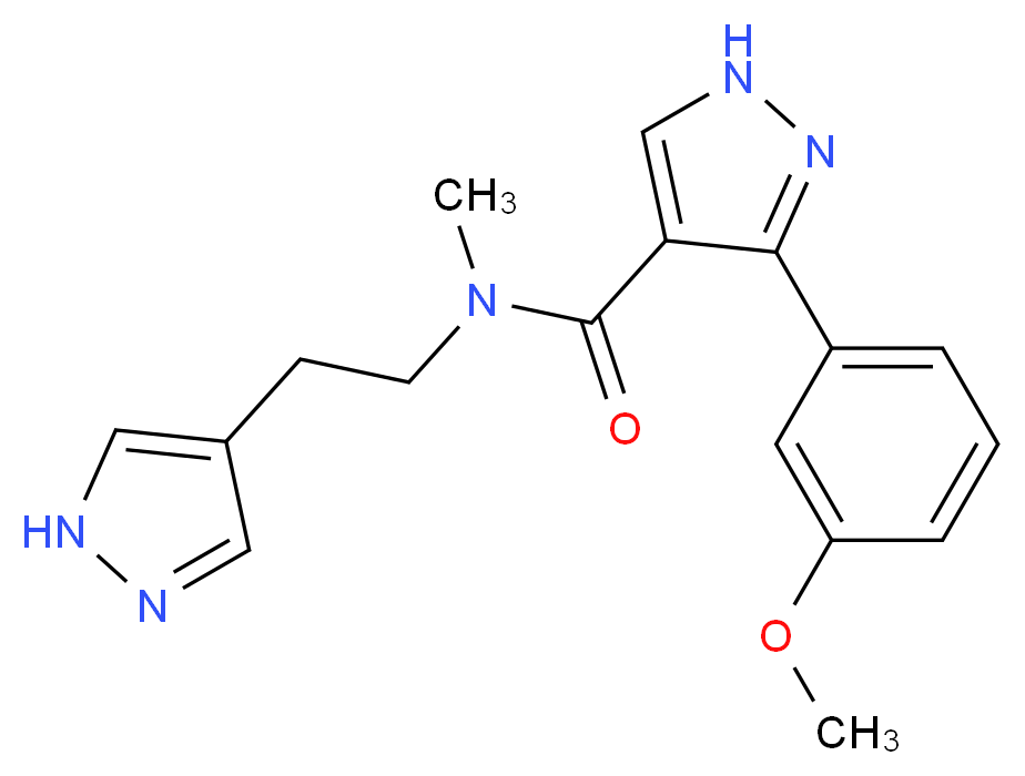 3-(3-methoxyphenyl)-N-methyl-N-[2-(1H-pyrazol-4-yl)ethyl]-1H-pyrazole-4-carboxamide_分子结构_CAS_)