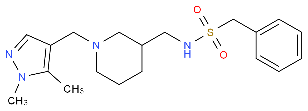 N-({1-[(1,5-dimethyl-1H-pyrazol-4-yl)methyl]-3-piperidinyl}methyl)-1-phenylmethanesulfonamide_分子结构_CAS_)