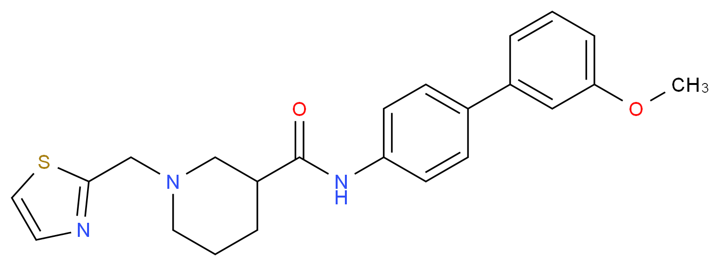 N-(3'-methoxy-4-biphenylyl)-1-(1,3-thiazol-2-ylmethyl)-3-piperidinecarboxamide_分子结构_CAS_)
