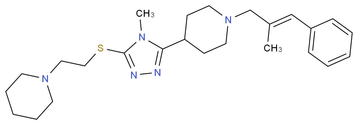 1-[(2E)-2-methyl-3-phenyl-2-propen-1-yl]-4-(4-methyl-5-{[2-(1-piperidinyl)ethyl]thio}-4H-1,2,4-triazol-3-yl)piperidine_分子结构_CAS_)