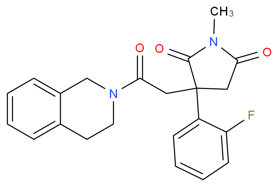 3-[2-(3,4-dihydro-2(1H)-isoquinolinyl)-2-oxoethyl]-3-(2-fluorophenyl)-1-methyl-2,5-pyrrolidinedione_分子结构_CAS_)