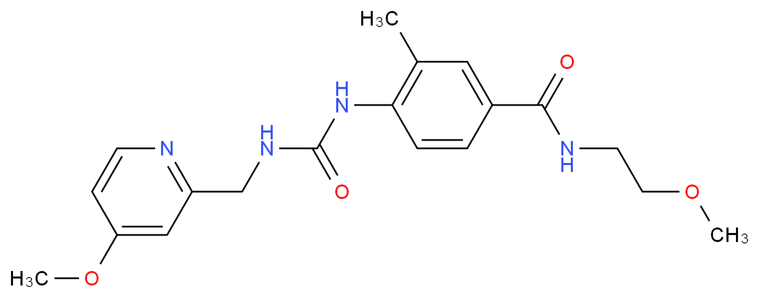 N-(2-methoxyethyl)-4-[({[(4-methoxypyridin-2-yl)methyl]amino}carbonyl)amino]-3-methylbenzamide_分子结构_CAS_)