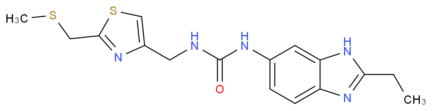 N-(2-ethyl-1H-benzimidazol-6-yl)-N'-({2-[(methylthio)methyl]-1,3-thiazol-4-yl}methyl)urea_分子结构_CAS_)