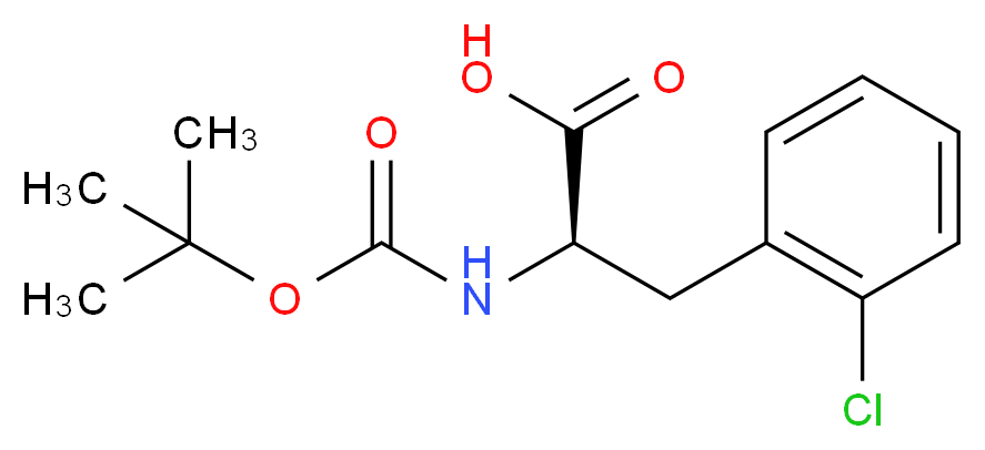 Boc-D-Phe(2-Cl)-OH_分子结构_CAS_80102-23-4)