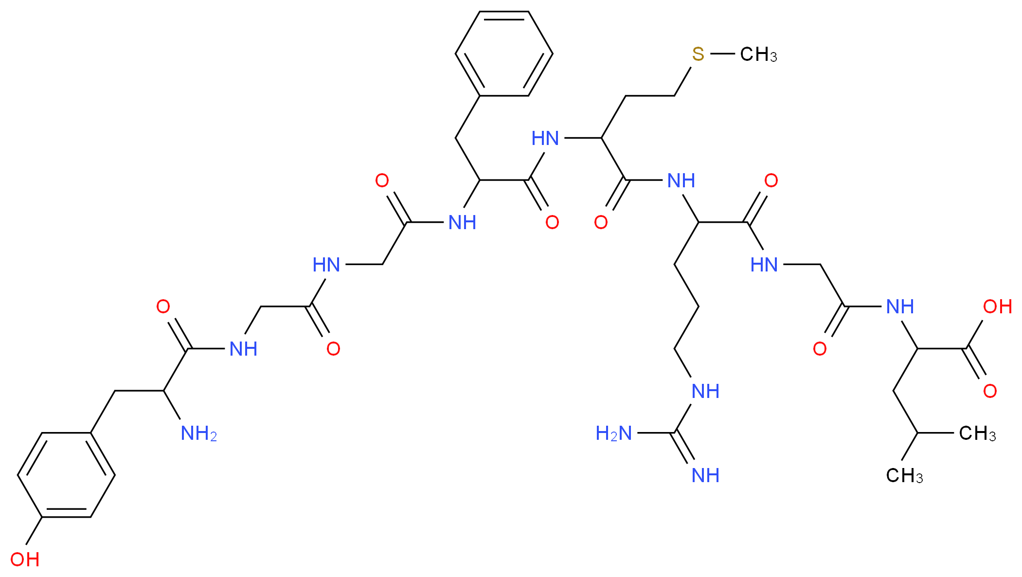 2-[2-(2-{2-[2-(2-{2-[2-amino-3-(4-hydroxyphenyl)propanamido]acetamido}acetamido)-3-phenylpropanamido]-4-(methylsulfanyl)butanamido}-5-carbamimidamidopentanamido)acetamido]-4-methylpentanoic acid_分子结构_CAS_80501-44-6