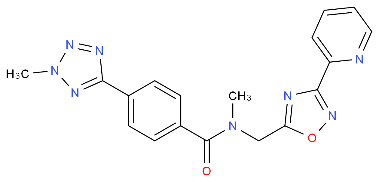 N-methyl-4-(2-methyl-2H-tetrazol-5-yl)-N-{[3-(2-pyridinyl)-1,2,4-oxadiazol-5-yl]methyl}benzamide_分子结构_CAS_)