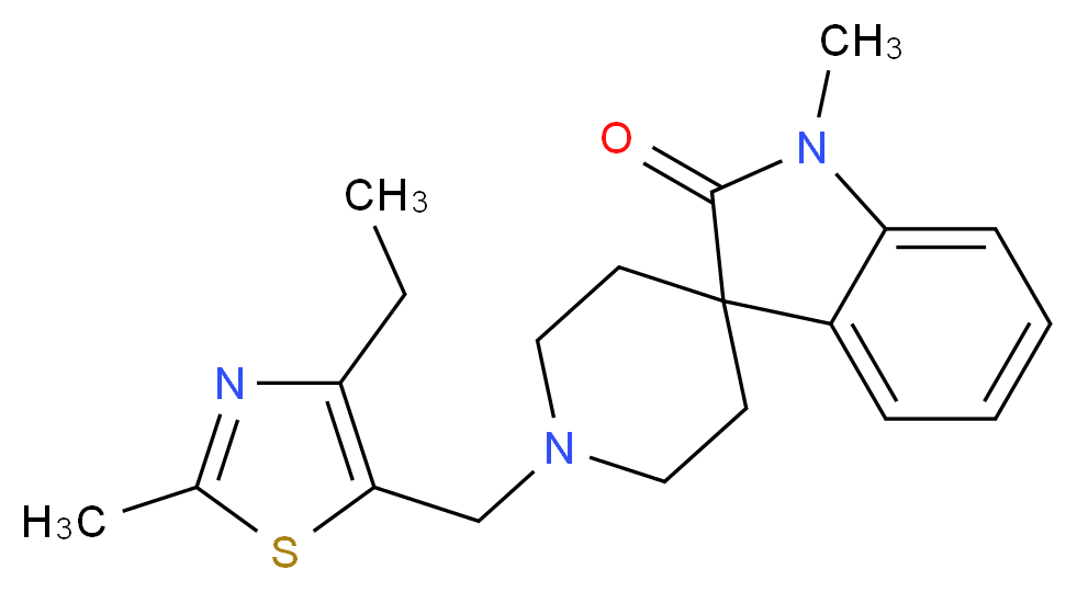 1'-[(4-ethyl-2-methyl-1,3-thiazol-5-yl)methyl]-1-methylspiro[indole-3,4'-piperidin]-2(1H)-one_分子结构_CAS_)