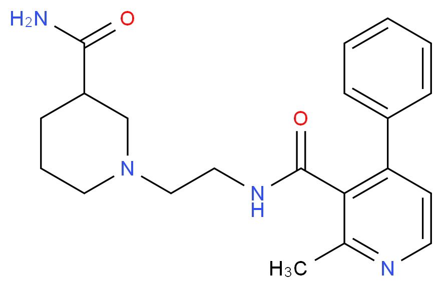 N-{2-[3-(aminocarbonyl)piperidin-1-yl]ethyl}-2-methyl-4-phenylnicotinamide_分子结构_CAS_)