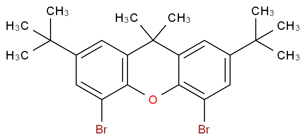 4,5-dibromo-2,7-di-tert-butyl-9,9-dimethyl-9H-xanthene_分子结构_CAS_130525-43-8