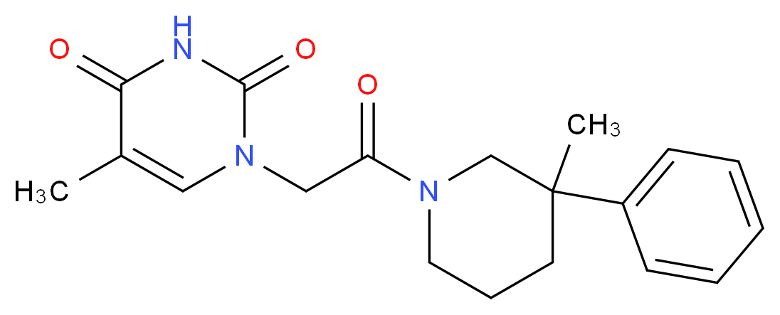 5-methyl-1-[2-(3-methyl-3-phenylpiperidin-1-yl)-2-oxoethyl]pyrimidine-2,4(1H,3H)-dione_分子结构_CAS_)