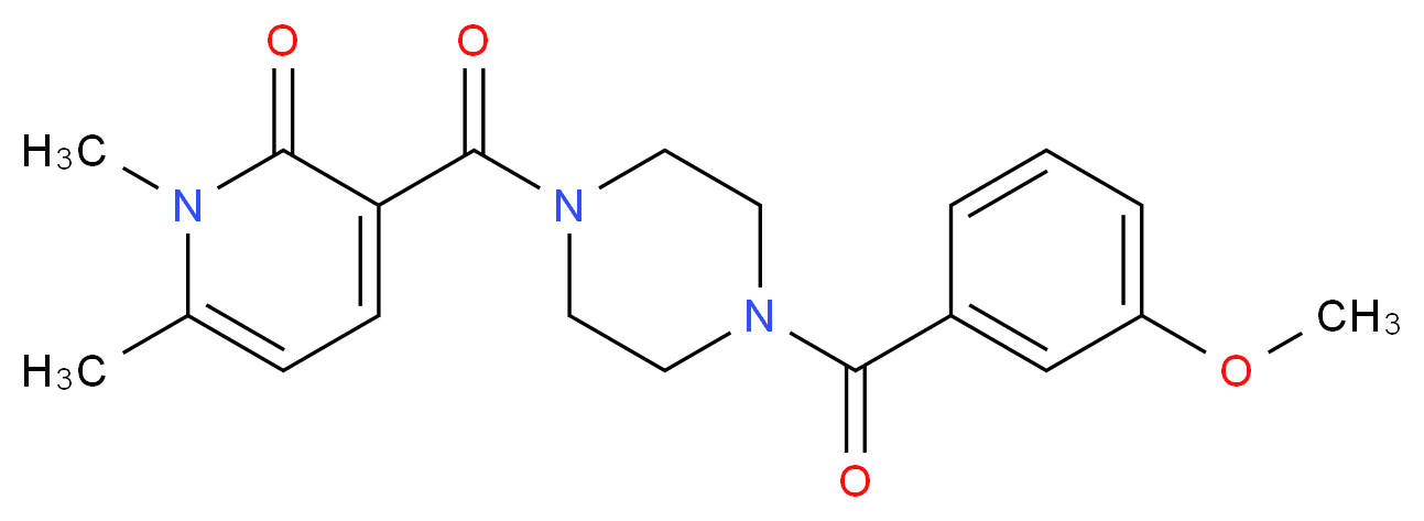3-{[4-(3-methoxybenzoyl)-1-piperazinyl]carbonyl}-1,6-dimethyl-2(1H)-pyridinone_分子结构_CAS_)