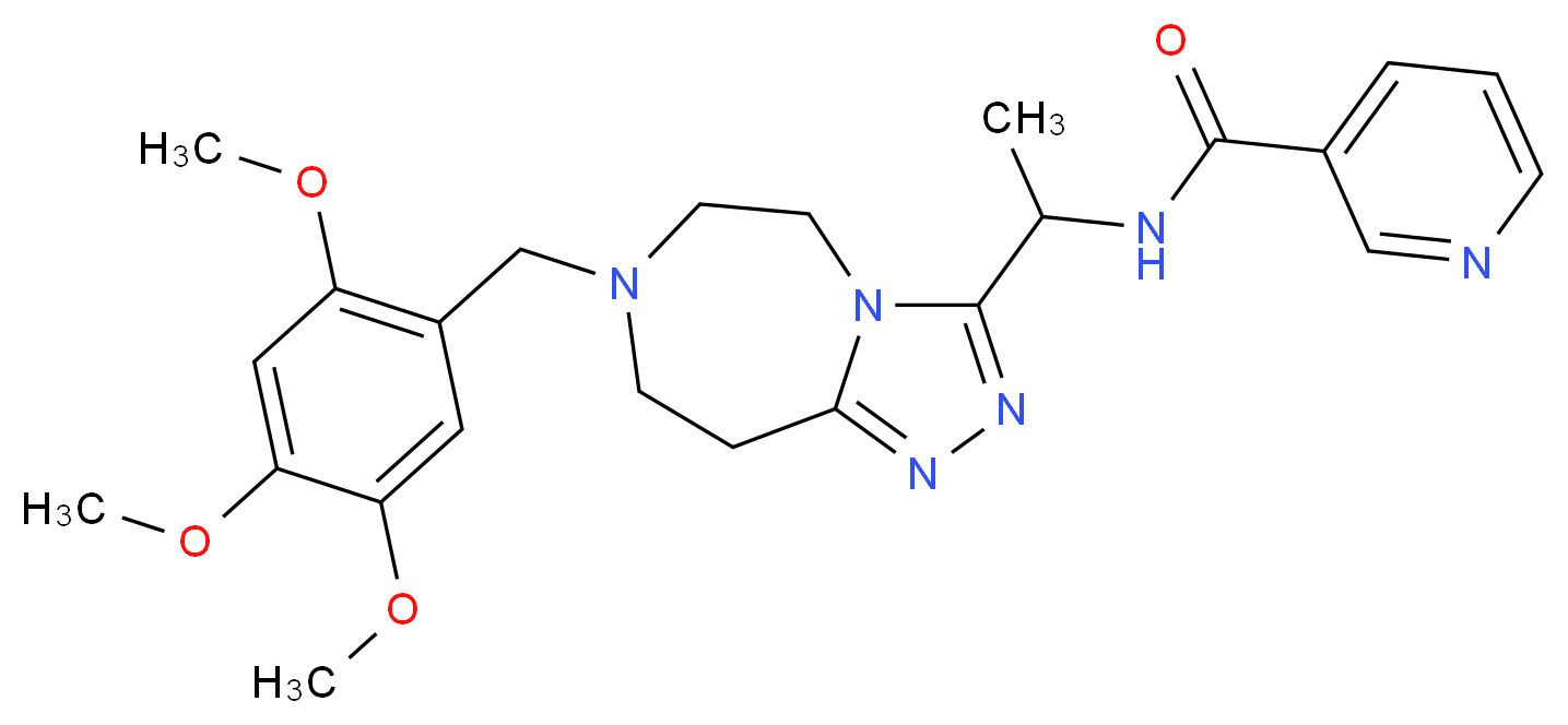 N-{1-[7-(2,4,5-trimethoxybenzyl)-6,7,8,9-tetrahydro-5H-[1,2,4]triazolo[4,3-d][1,4]diazepin-3-yl]ethyl}nicotinamide_分子结构_CAS_)