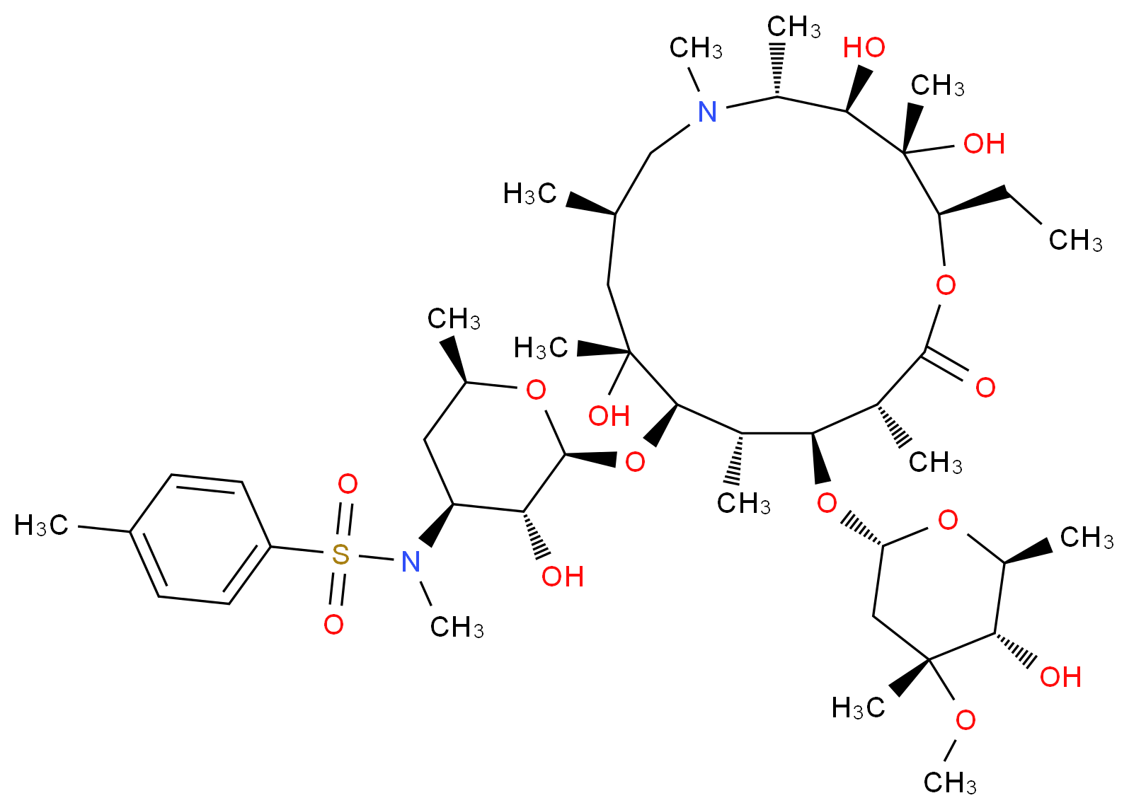 3'-N-Desmethyl-3'-N-tosyl Azithromycin_分子结构_CAS_612069-31-5)