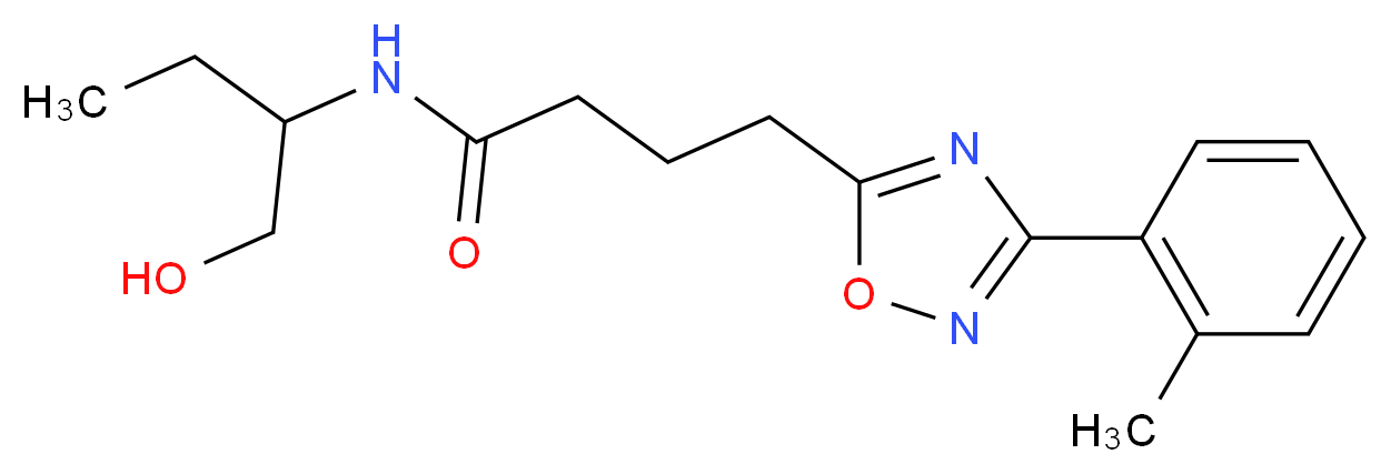 N-[1-(hydroxymethyl)propyl]-4-[3-(2-methylphenyl)-1,2,4-oxadiazol-5-yl]butanamide_分子结构_CAS_)