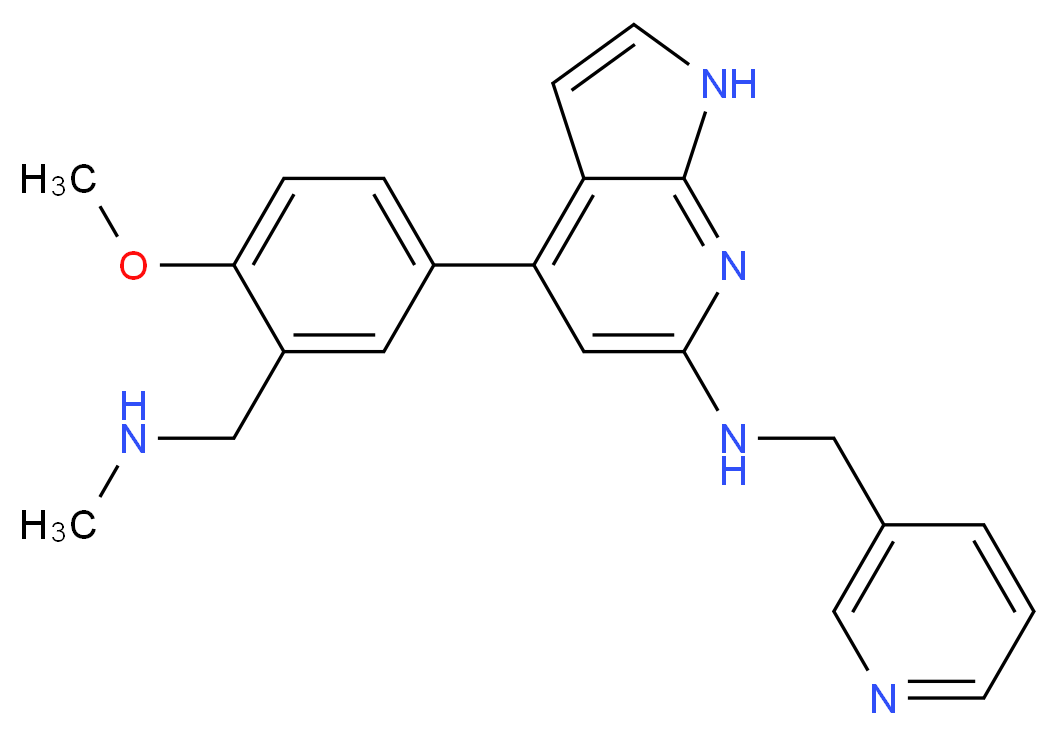 4-{4-methoxy-3-[(methylamino)methyl]phenyl}-N-(pyridin-3-ylmethyl)-1H-pyrrolo[2,3-b]pyridin-6-amine_分子结构_CAS_)