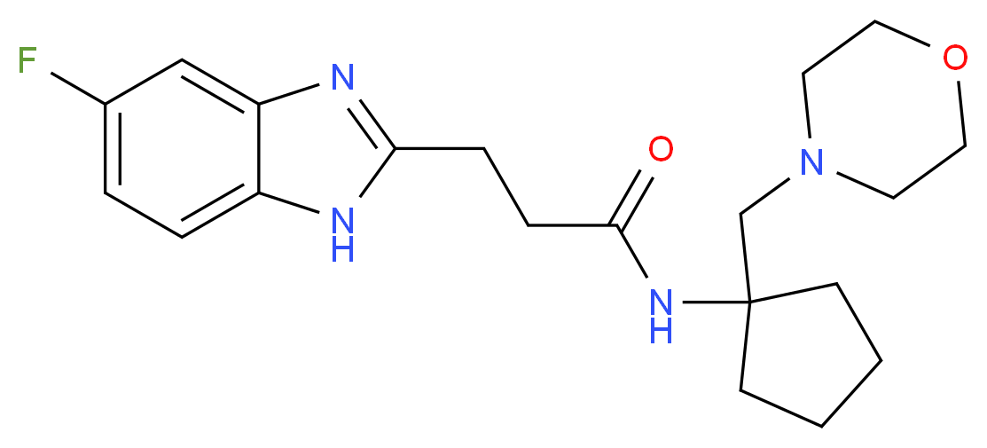 3-(5-fluoro-1H-benzimidazol-2-yl)-N-[1-(morpholin-4-ylmethyl)cyclopentyl]propanamide_分子结构_CAS_)