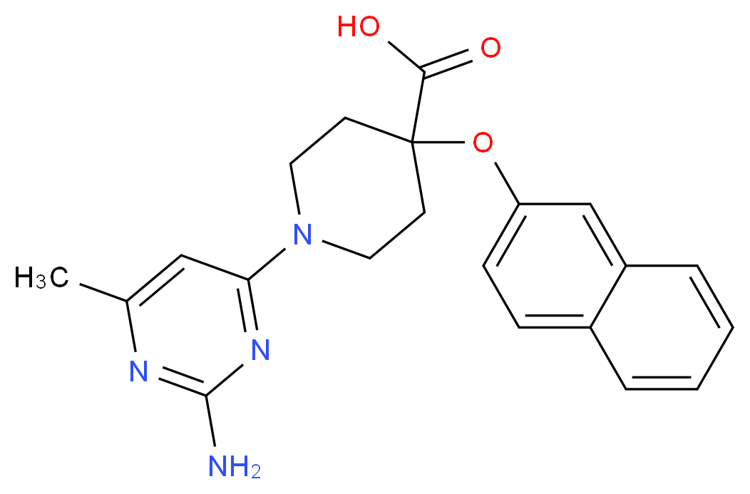 1-(2-amino-6-methylpyrimidin-4-yl)-4-(2-naphthyloxy)piperidine-4-carboxylic acid_分子结构_CAS_)