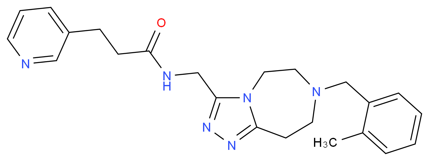 N-{[7-(2-methylbenzyl)-6,7,8,9-tetrahydro-5H-[1,2,4]triazolo[4,3-d][1,4]diazepin-3-yl]methyl}-3-(3-pyridinyl)propanamide_分子结构_CAS_)