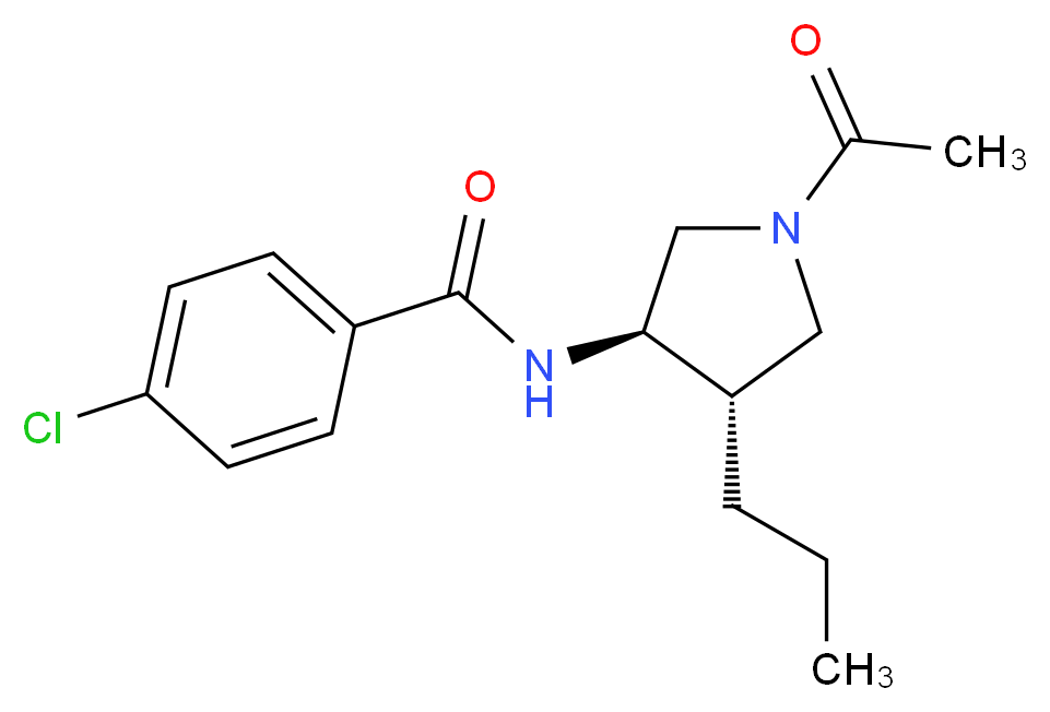 N-[(3R*,4S*)-1-acetyl-4-propyl-3-pyrrolidinyl]-4-chlorobenzamide_分子结构_CAS_)