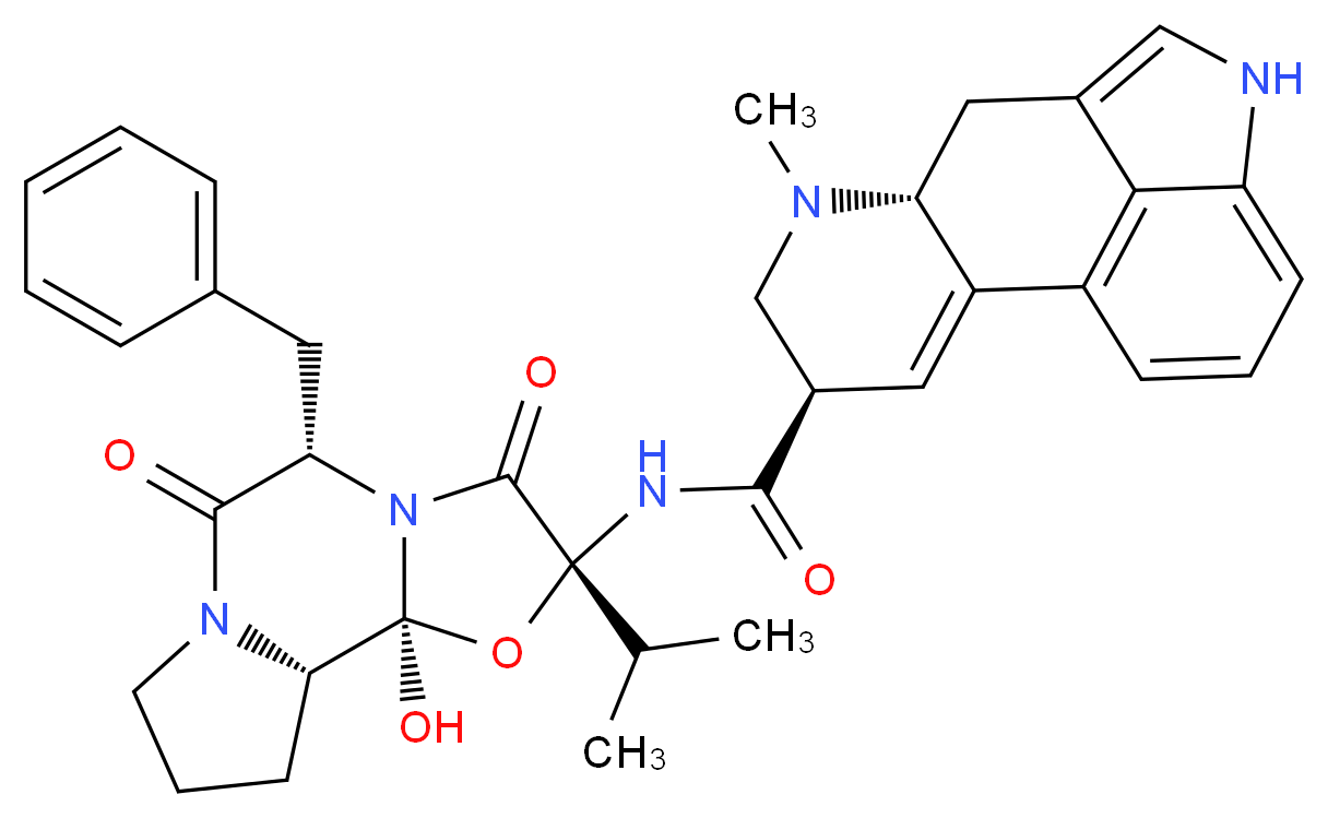 (4R,7R)-N-[(1S,2S,4R,7S)-7-benzyl-2-hydroxy-5,8-dioxo-4-(propan-2-yl)-3-oxa-6,9-diazatricyclo[7.3.0.0<sup>2</sup>,<sup>6</sup>]dodecan-4-yl]-6-methyl-6,11-diazatetracyclo[7.6.1.0<sup>2</sup>,<sup>7</sup>.0<sup>1</sup><sup>2</sup>,<sup>1</sup><sup>6</sup>]hexadeca-1(16),2,9,12,14-pentaene-4-carboxamide_分子结构_CAS_511-08-0