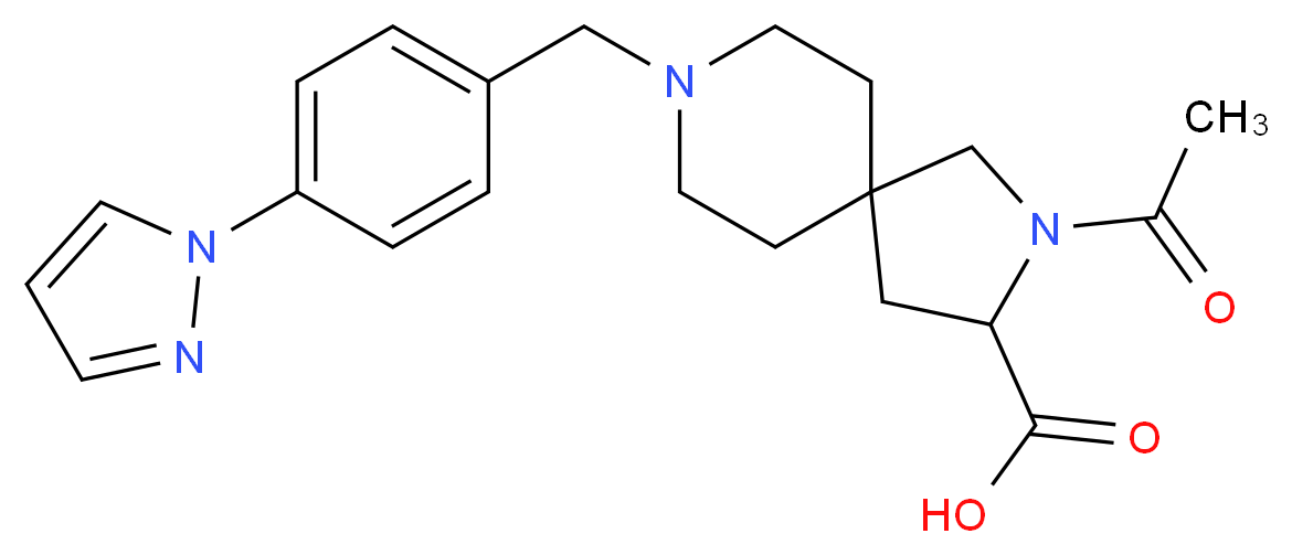 2-acetyl-8-[4-(1H-pyrazol-1-yl)benzyl]-2,8-diazaspiro[4.5]decane-3-carboxylic acid_分子结构_CAS_)