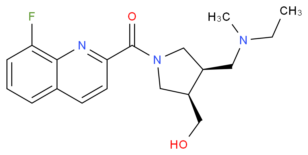 {(3R*,4R*)-4-{[ethyl(methyl)amino]methyl}-1-[(8-fluoroquinolin-2-yl)carbonyl]pyrrolidin-3-yl}methanol_分子结构_CAS_)