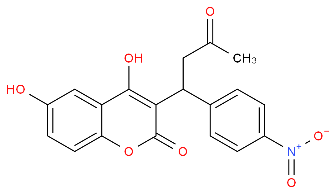 4,6-dihydroxy-3-[1-(4-nitrophenyl)-3-oxobutyl]-2H-chromen-2-one_分子结构_CAS_64180-13-8