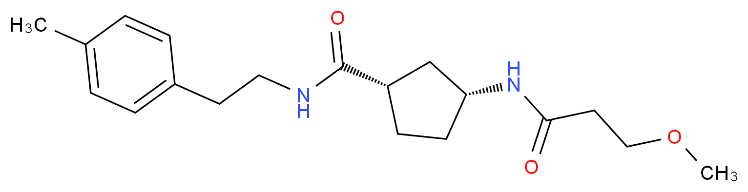 (1S*,3R*)-3-[(3-methoxypropanoyl)amino]-N-[2-(4-methylphenyl)ethyl]cyclopentanecarboxamide_分子结构_CAS_)