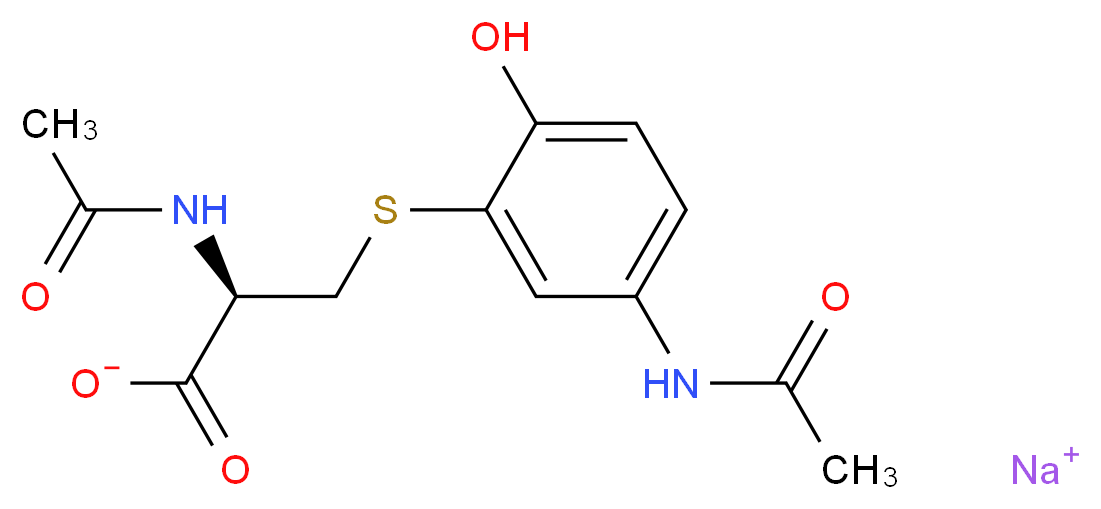 sodium (2R)-2-acetamido-3-[(5-acetamido-2-hydroxyphenyl)sulfanyl]propanoate_分子结构_CAS_52372-86-8