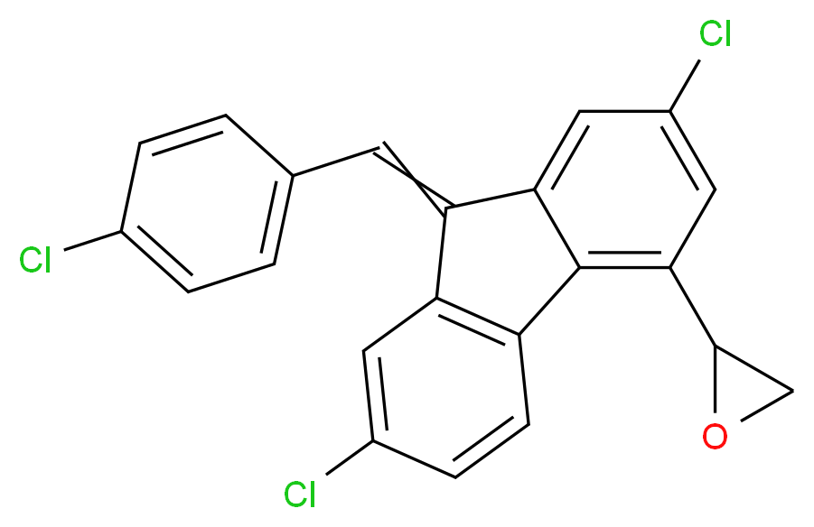 2-{2,7-dichloro-9-[(4-chlorophenyl)methylidene]-9H-fluoren-4-yl}oxirane_分子结构_CAS_252990-29-7