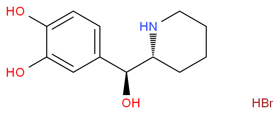 4-[(S)-hydroxy(2R)-piperidin-2-ylmethyl]benzene-1,2-diol hydrobromide_分子结构_CAS_31842-61-2