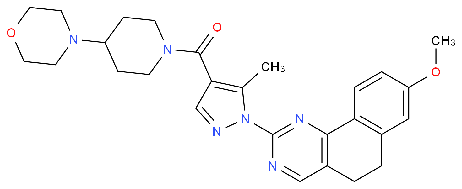 8-methoxy-2-(5-methyl-4-{[4-(4-morpholinyl)-1-piperidinyl]carbonyl}-1H-pyrazol-1-yl)-5,6-dihydrobenzo[h]quinazoline_分子结构_CAS_)