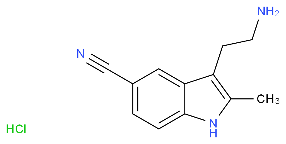 3-(2-AMINO-ETHYL)-2-METHYL-1H-INDOLE-5-CARBONITRILE HYDROCHLORIDE_分子结构_CAS_1049737-40-7)