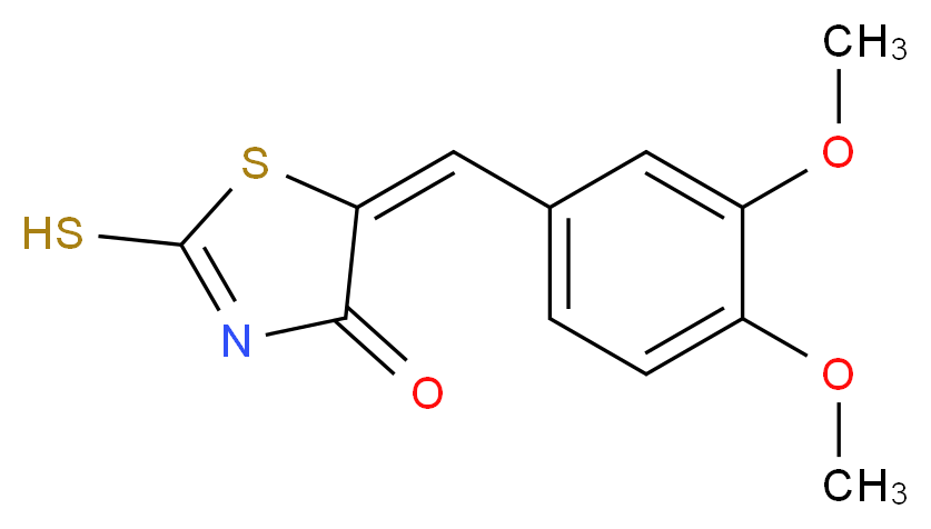 (5E)-5-[(3,4-dimethoxyphenyl)methylidene]-2-sulfanyl-4,5-dihydro-1,3-thiazol-4-one_分子结构_CAS_6326-74-5