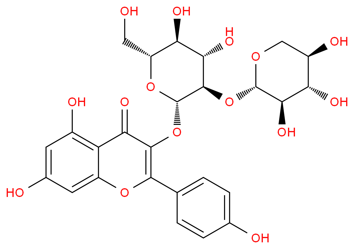 3-{[(2S,3R,4S,5S,6R)-4,5-dihydroxy-6-(hydroxymethyl)-3-{[(2S,3R,4S,5R)-3,4,5-trihydroxyoxan-2-yl]oxy}oxan-2-yl]oxy}-5,7-dihydroxy-2-(4-hydroxyphenyl)-4H-chromen-4-one_分子结构_CAS_27661-51-4