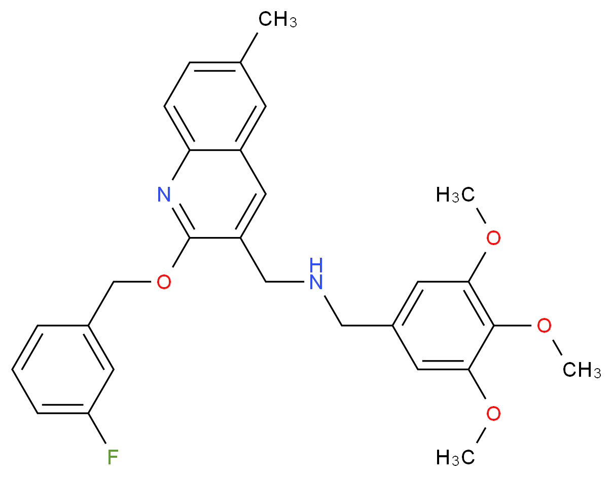 ({2-[(3-fluorobenzyl)oxy]-6-methyl-3-quinolinyl}methyl)(3,4,5-trimethoxybenzyl)amine_分子结构_CAS_)