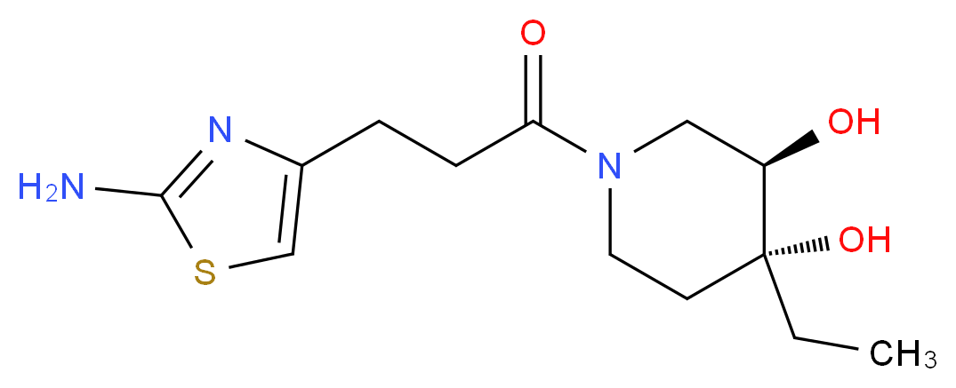 (3R*,4R*)-1-[3-(2-amino-1,3-thiazol-4-yl)propanoyl]-4-ethylpiperidine-3,4-diol_分子结构_CAS_)
