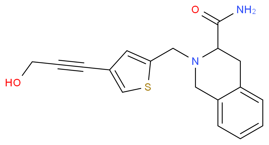 2-{[4-(3-hydroxyprop-1-yn-1-yl)-2-thienyl]methyl}-1,2,3,4-tetrahydroisoquinoline-3-carboxamide_分子结构_CAS_)