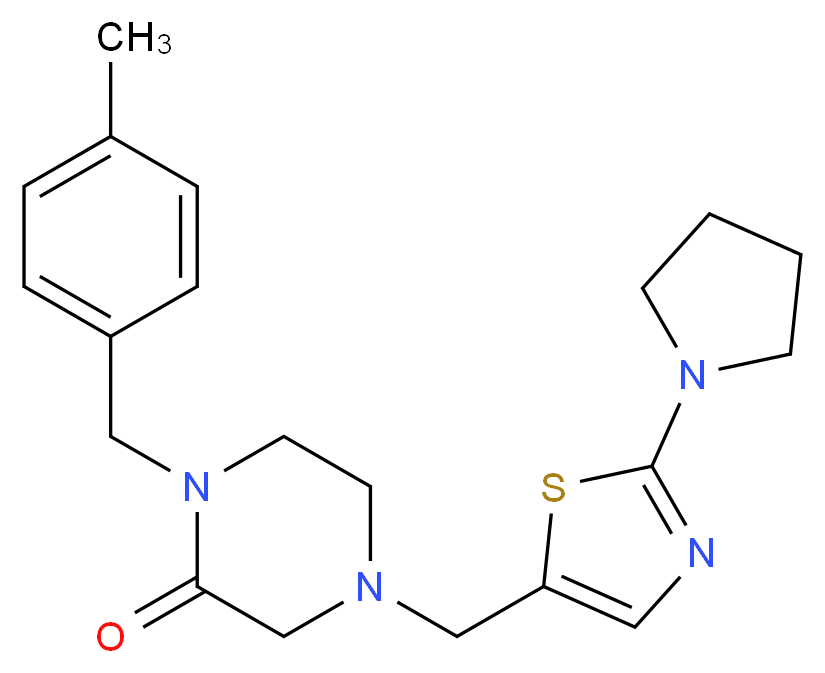 1-(4-methylbenzyl)-4-{[2-(1-pyrrolidinyl)-1,3-thiazol-5-yl]methyl}-2-piperazinone_分子结构_CAS_)
