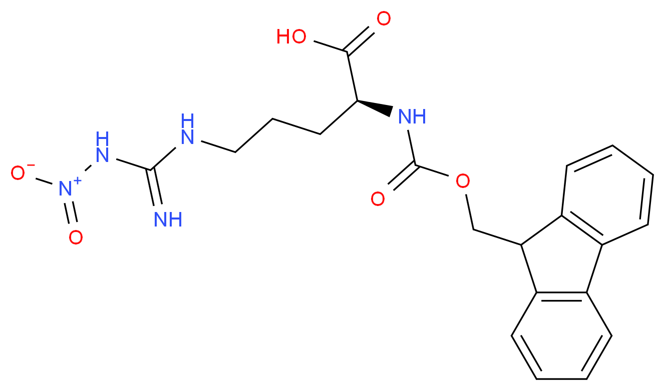 (2S)-2-{[(9H-fluoren-9-ylmethoxy)carbonyl]amino}-5-(1-nitrocarbamimidamido)pentanoic acid_分子结构_CAS_58111-94-7
