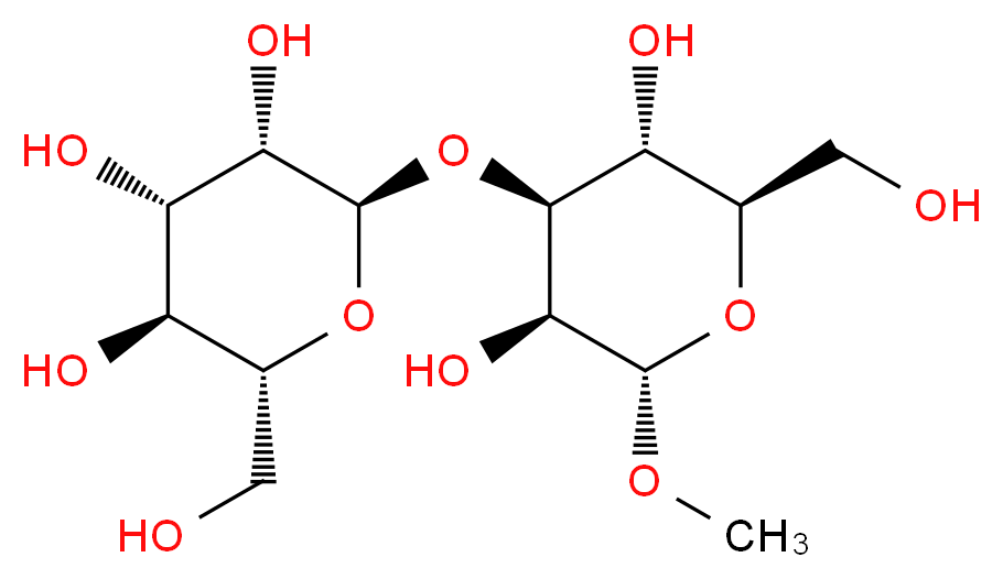(2R,3S,4S,5S,6R)-2-{[(2R,3R,4S,5S,6S)-3,5-dihydroxy-2-(hydroxymethyl)-6-methoxyoxan-4-yl]oxy}-6-(hydroxymethyl)oxane-3,4,5-triol_分子结构_CAS_72028-62-7