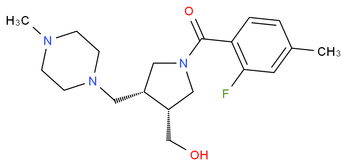{(3R*,4R*)-1-(2-fluoro-4-methylbenzoyl)-4-[(4-methylpiperazin-1-yl)methyl]pyrrolidin-3-yl}methanol_分子结构_CAS_)