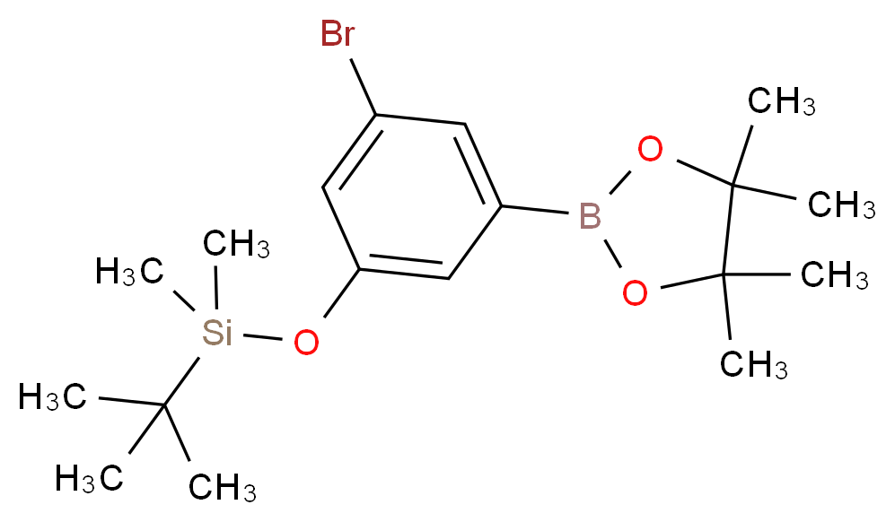 3-bromo-5-(tetramethyl-1,3,2-dioxaborolan-2-yl)phenoxy(tert-butyl)dimethylsilane_分子结构_CAS_1218789-51-5