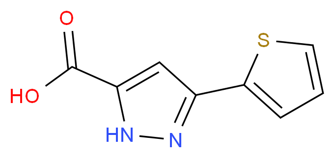 3-(thiophen-2-yl)-1H-pyrazole-5-carboxylic acid_分子结构_CAS_182415-24-3