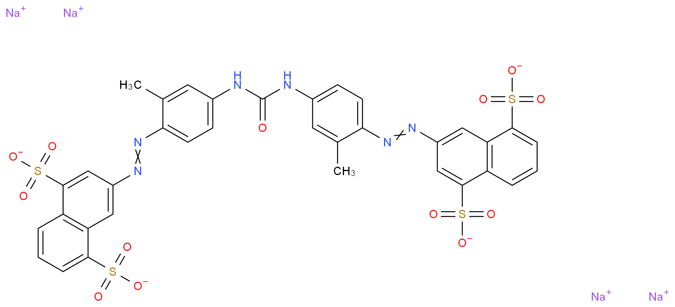 tetrasodium 3-(2-{4-[({4-[2-(4,8-disulfonatonaphthalen-2-yl)diazen-1-yl]-3-methylphenyl}carbamoyl)amino]-2-methylphenyl}diazen-1-yl)naphthalene-1,5-disulfonate_分子结构_CAS_3214-47-9