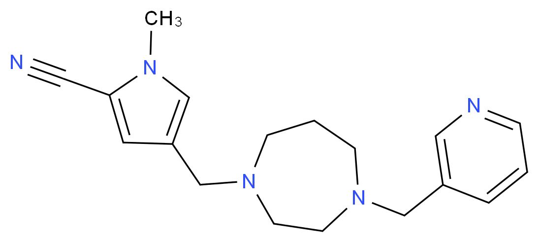 1-methyl-4-{[4-(3-pyridinylmethyl)-1,4-diazepan-1-yl]methyl}-1H-pyrrole-2-carbonitrile_分子结构_CAS_)