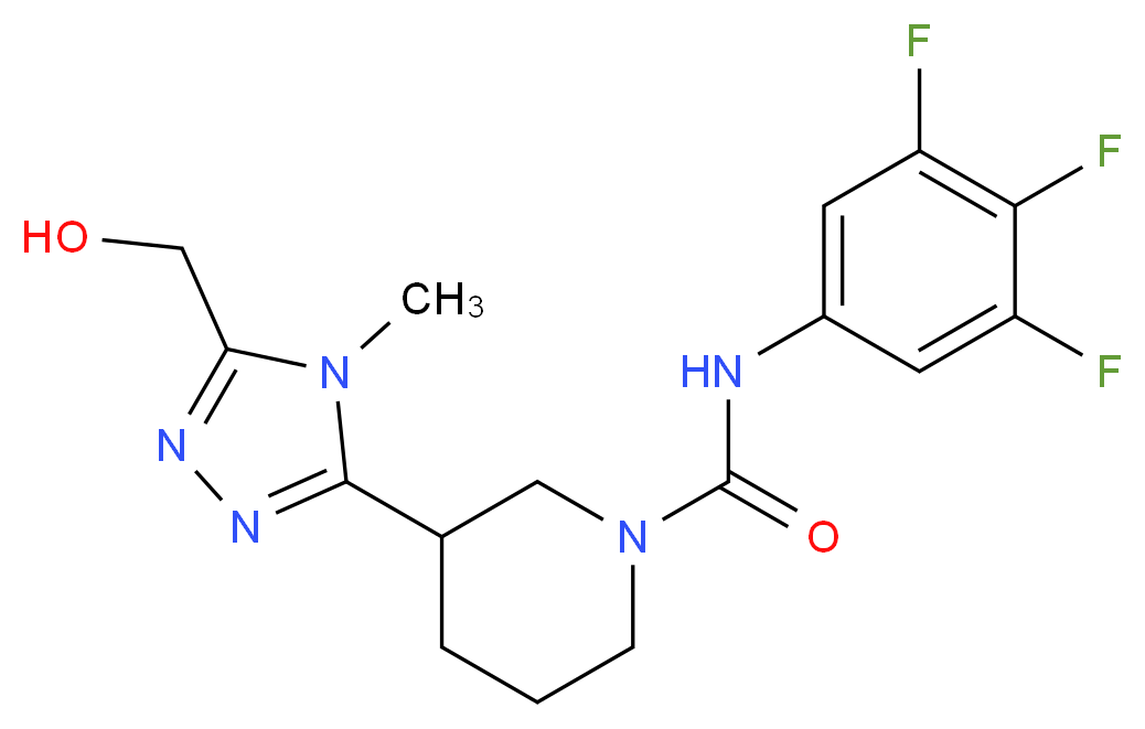 3-[5-(hydroxymethyl)-4-methyl-4H-1,2,4-triazol-3-yl]-N-(3,4,5-trifluorophenyl)piperidine-1-carboxamide_分子结构_CAS_)