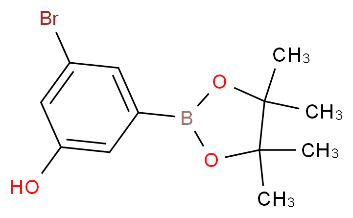 3-bromo-5-(tetramethyl-1,3,2-dioxaborolan-2-yl)phenol_分子结构_CAS_1218789-50-4