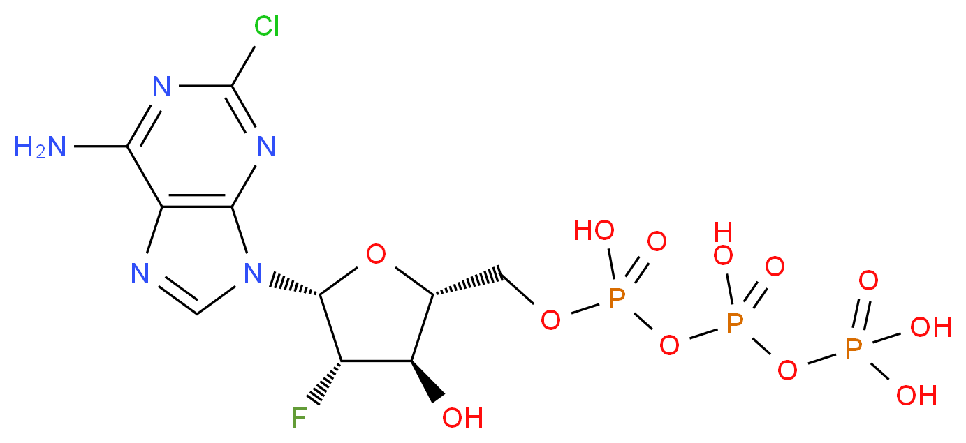 ({[({[(2R,3R,4S,5R)-5-(6-amino-2-chloro-9H-purin-9-yl)-4-fluoro-3-hydroxyoxolan-2-yl]methoxy}(hydroxy)phosphoryl)oxy](hydroxy)phosphoryl}oxy)phosphonic acid_分子结构_CAS_134646-41-6